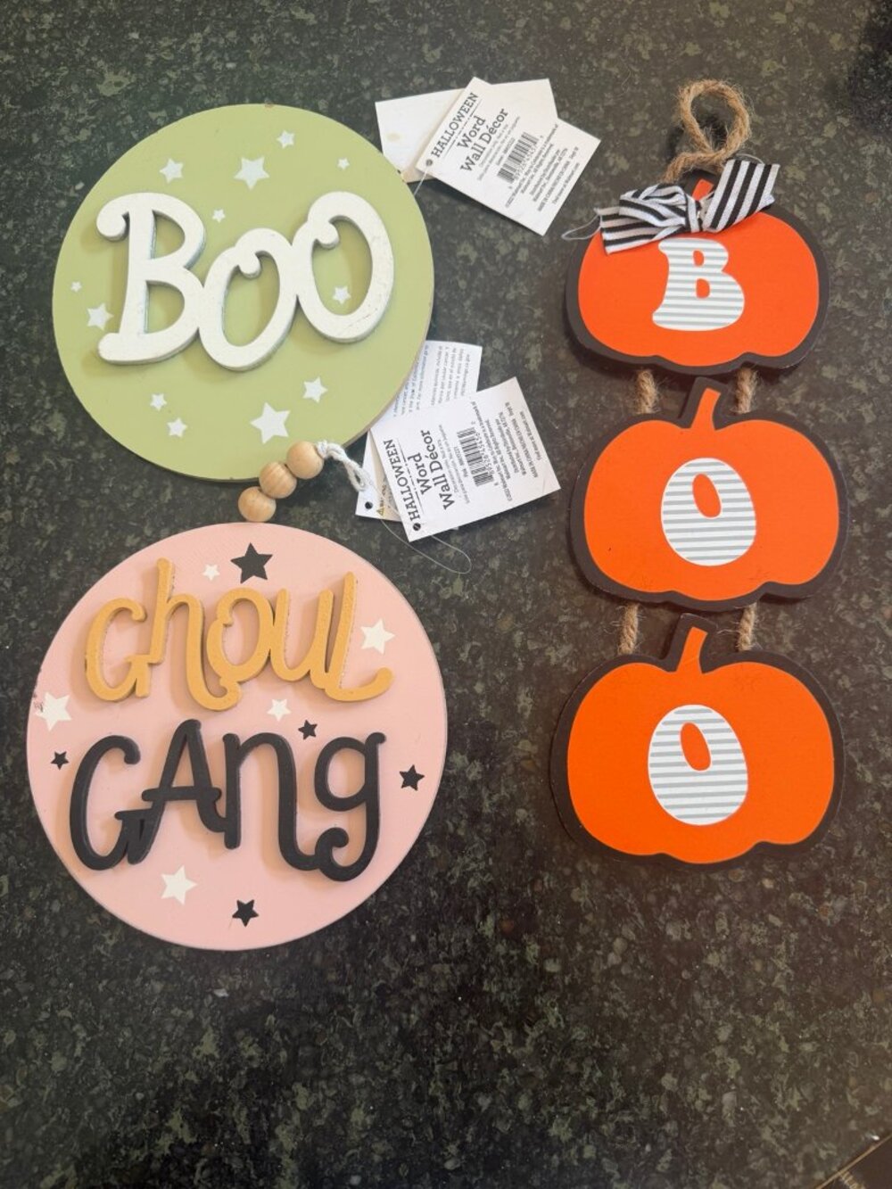 Halloween Wood Wall Decor 3-Piece Bundle - Boo Ghoul Gang Pumpkins (NEW)